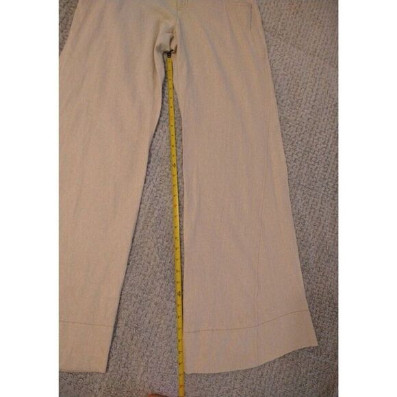 Cache beige linen flared bottom pants Sz 10 Boho Beachy Cottage Core - Picture 8 of 11